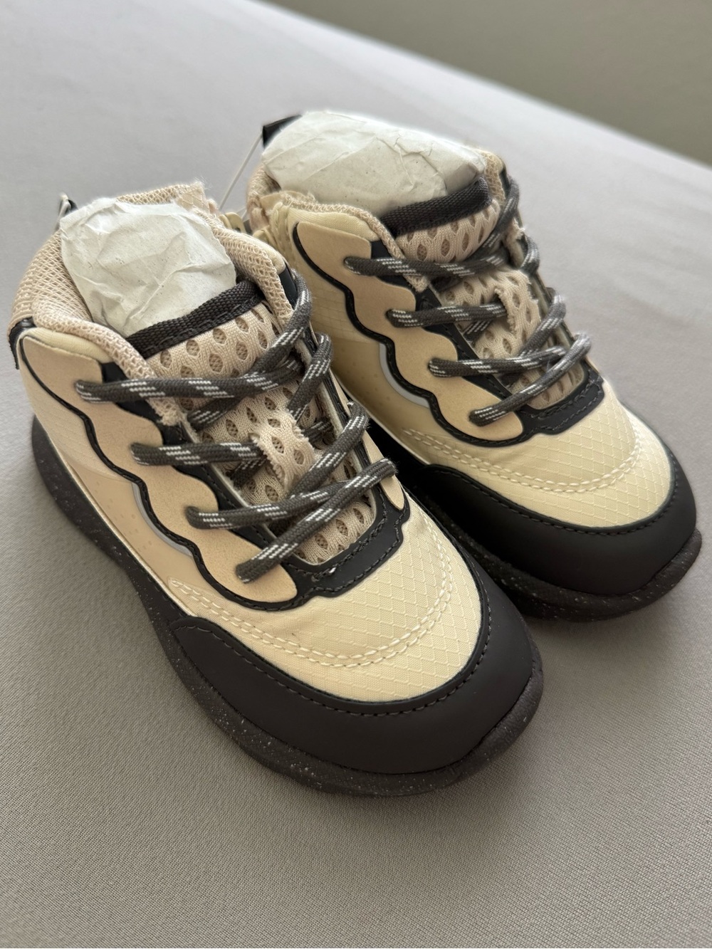 Zara Kids Beige and Black Trail-Style Sneakers